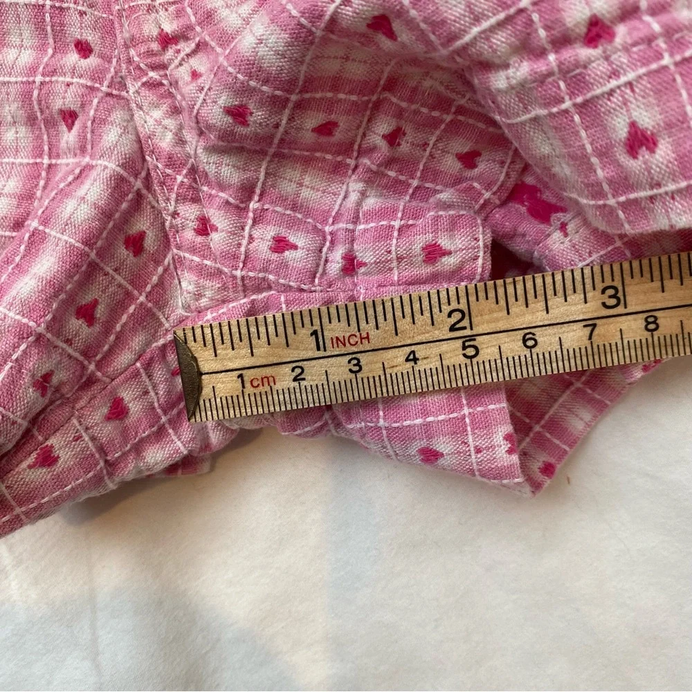 VINTAGE CARTERS Shorts Gingham Hearts Pink Woven Canvas White 3 3T 90s